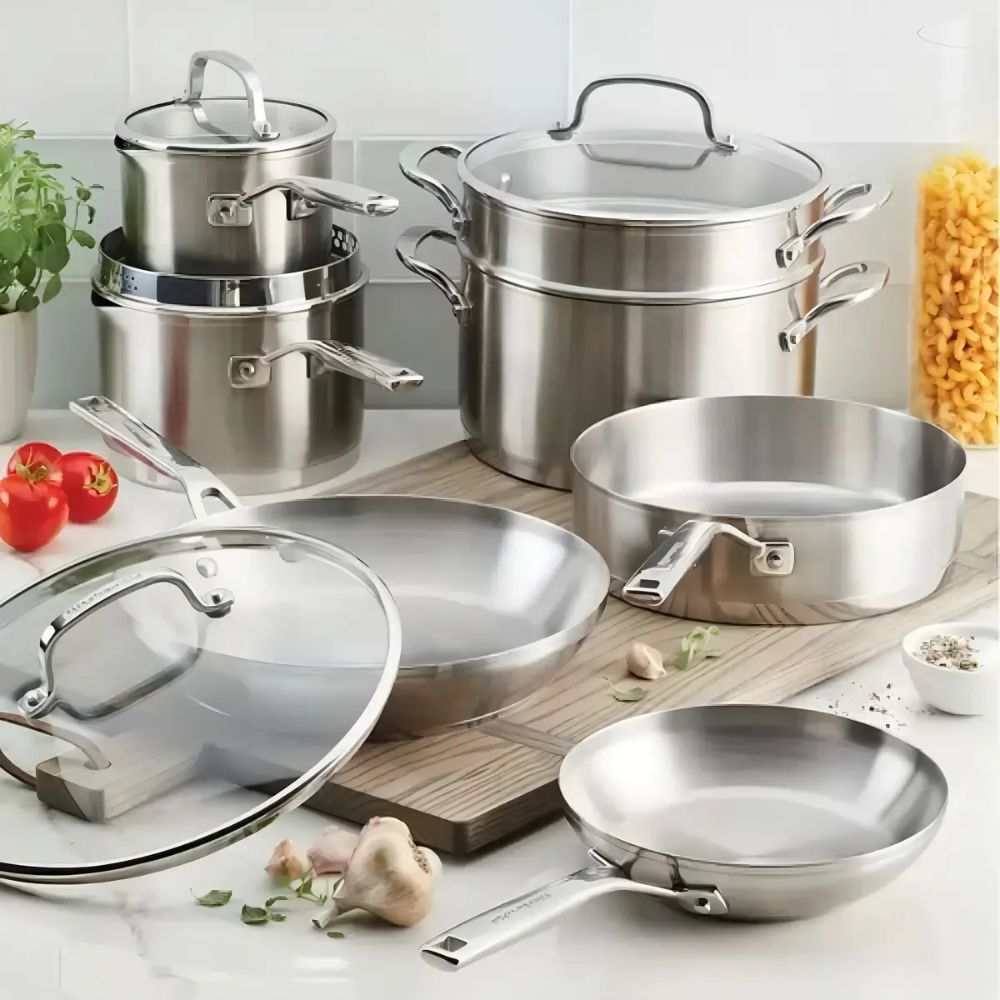 KitchenAid Set De Ollas Y Sartenes De Acero Inoxidable 11Pzs