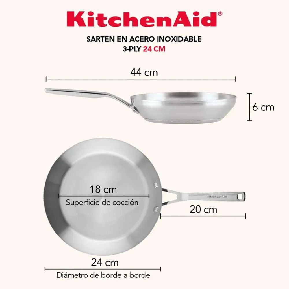 KitchenAid Set De Sartenes De Inducción Acero Inoxidable 2Pzs