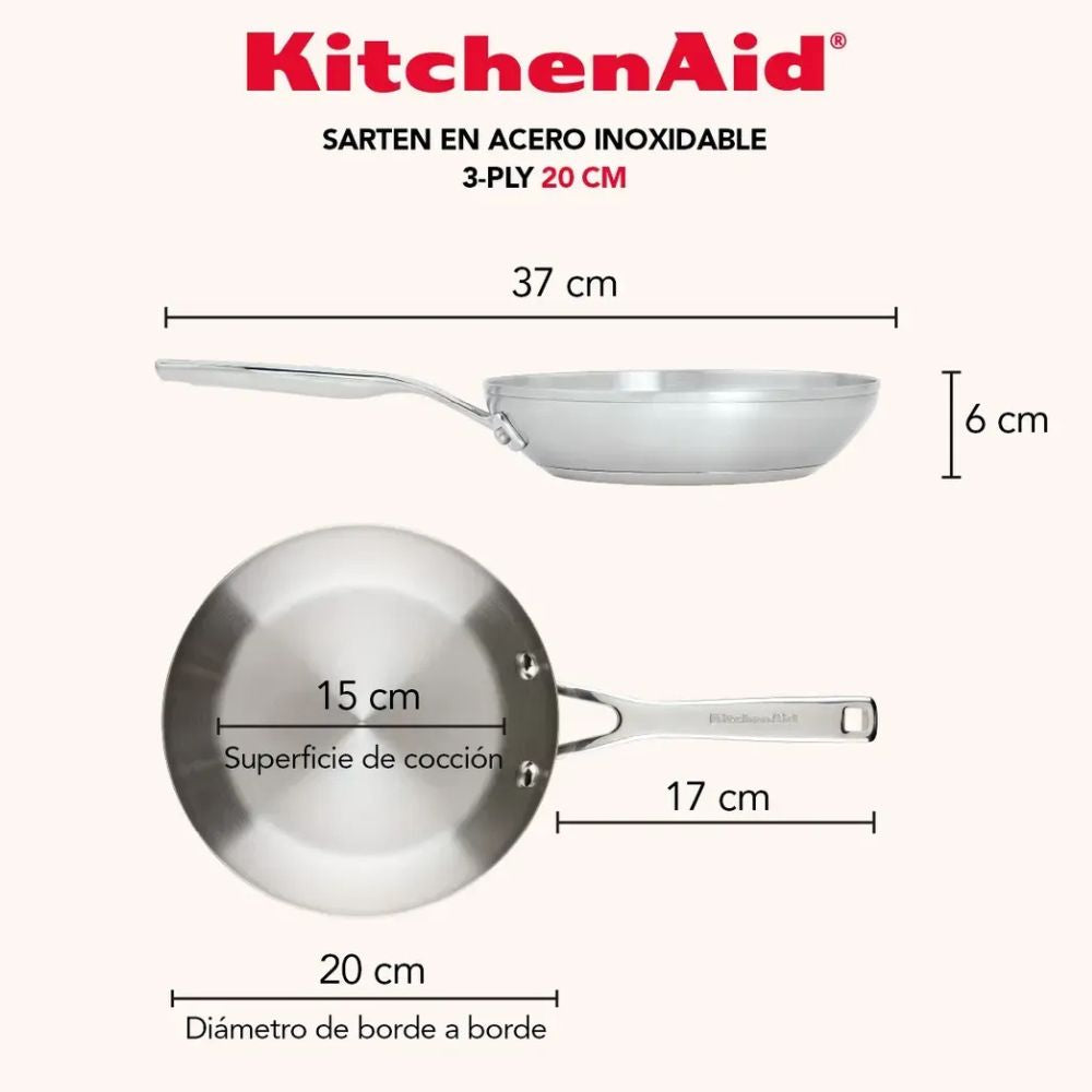 KitchenAid Set De Sartenes De Inducción Acero Inoxidable 2Pzs