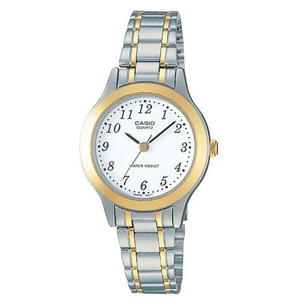 Casio Reloj Casual Correa De Acero Inoxidable Para Damas Silver & Gold