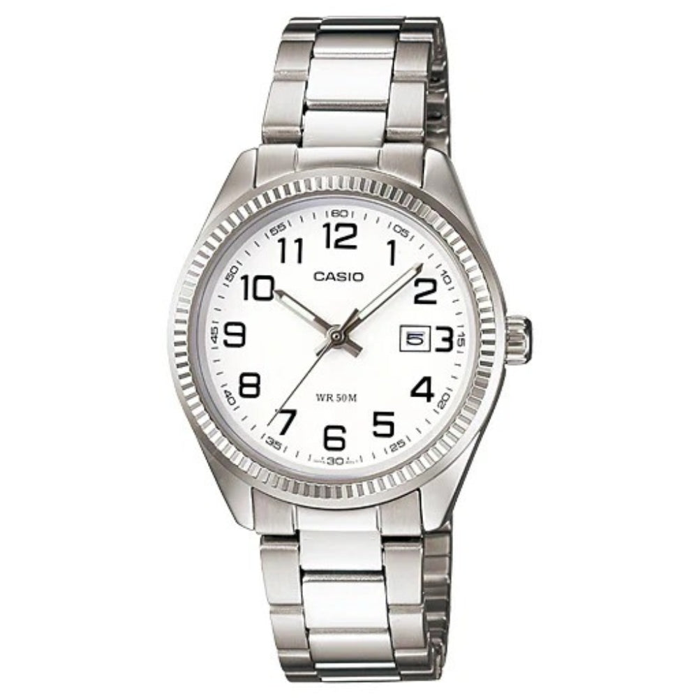 Casio Reloj Casual Correa De Acero Inoxidable Para Dama White
