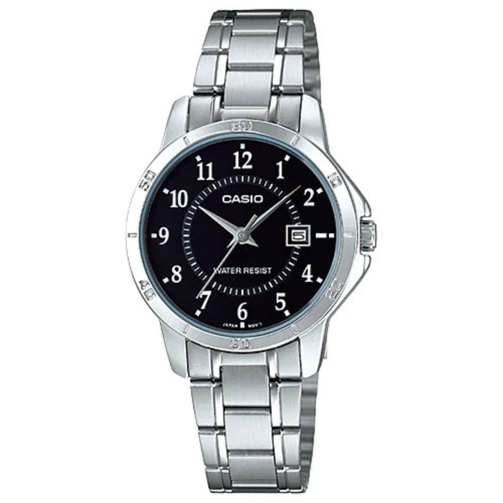 Casio Reloj Casual Correa De Acero Inoxidable Para Dama Black