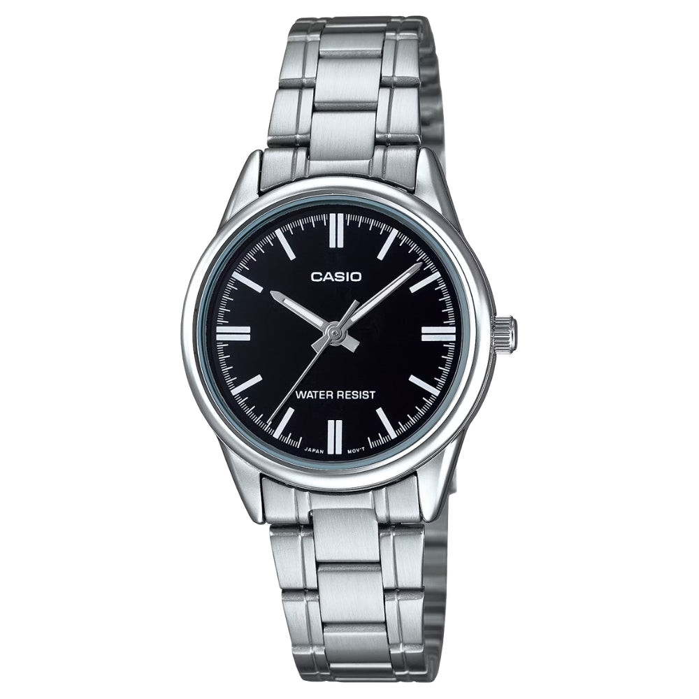 Casio Reloj Casual Correa De Acero Inoxidable Para Dama Black