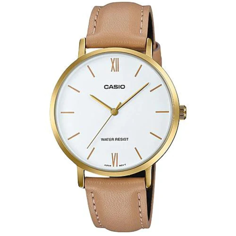 Casio Reloj Casual Correa De Cuero Para Damas