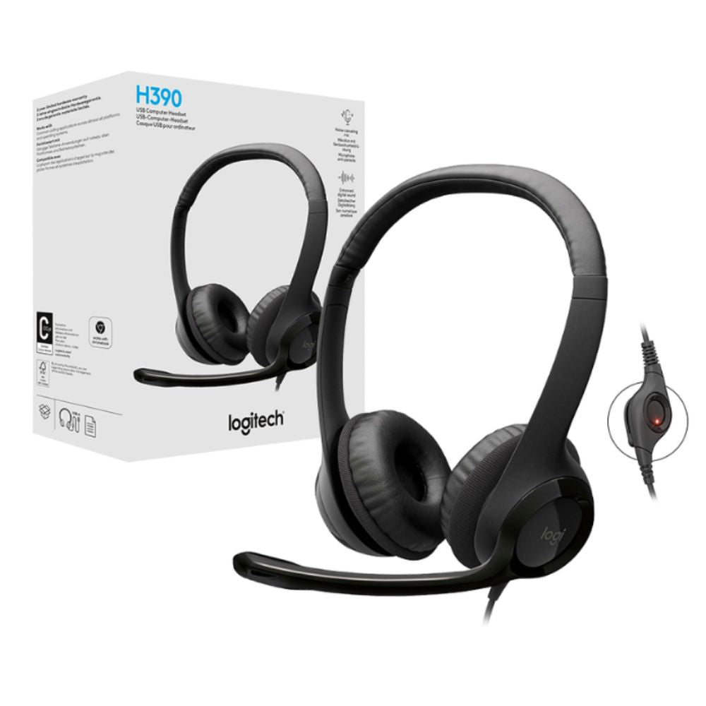 Logitech Audifonos H390 Con USB Para Computadora Negro