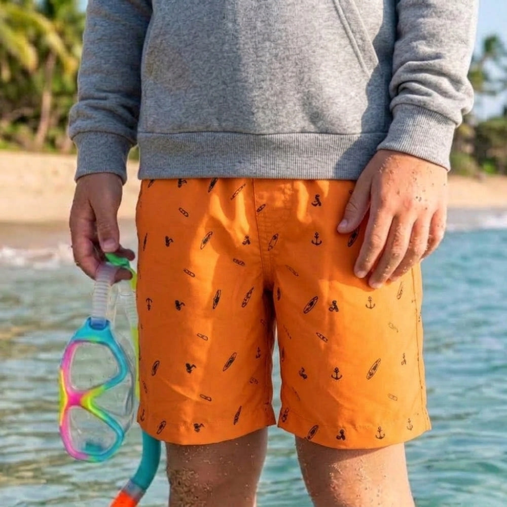 Mania de Ti Short De Baño Para Niños Estampado Naranja