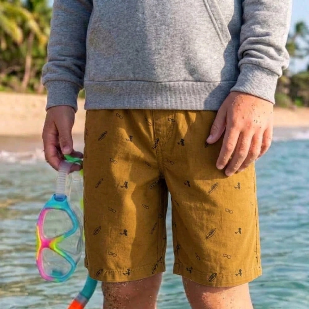 Mania de Ti Short De Baño Para Niños Estampado Marrón