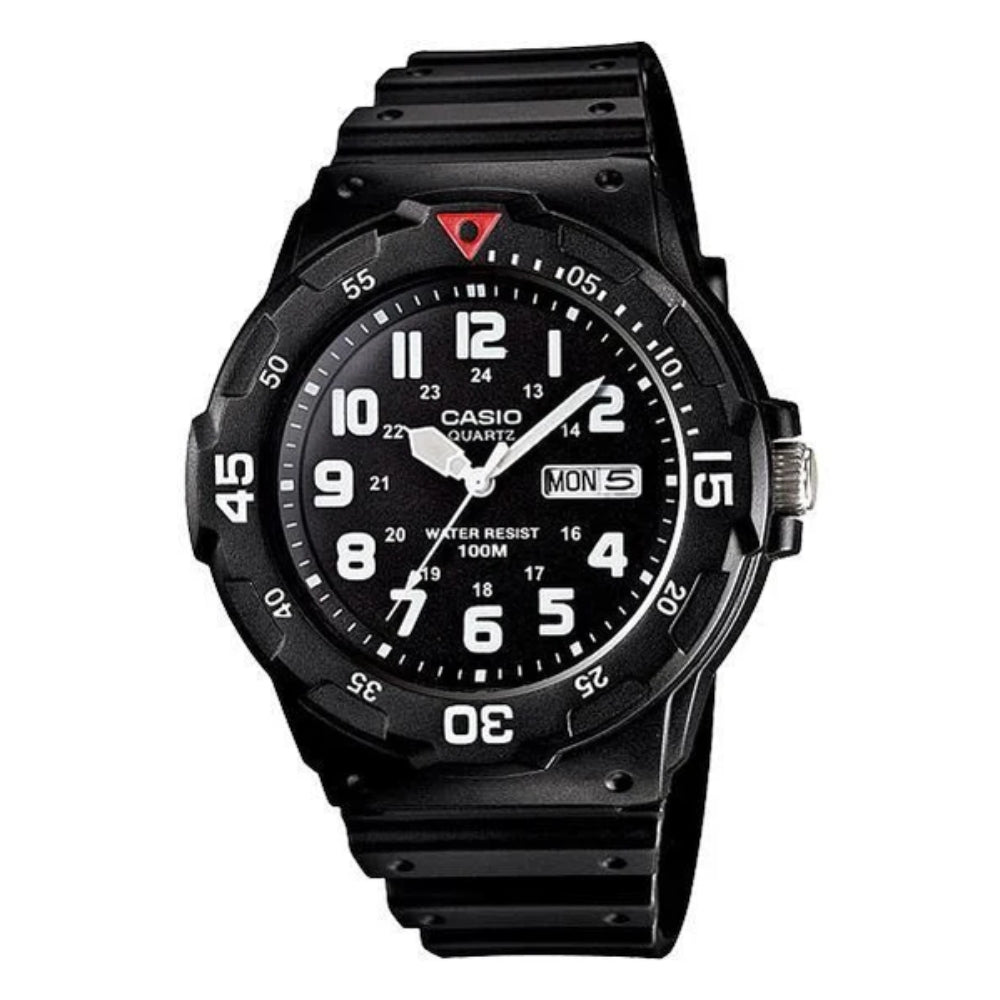Casio Reloj Análogo Casual De Correa De Resina Para Caballeros Black
