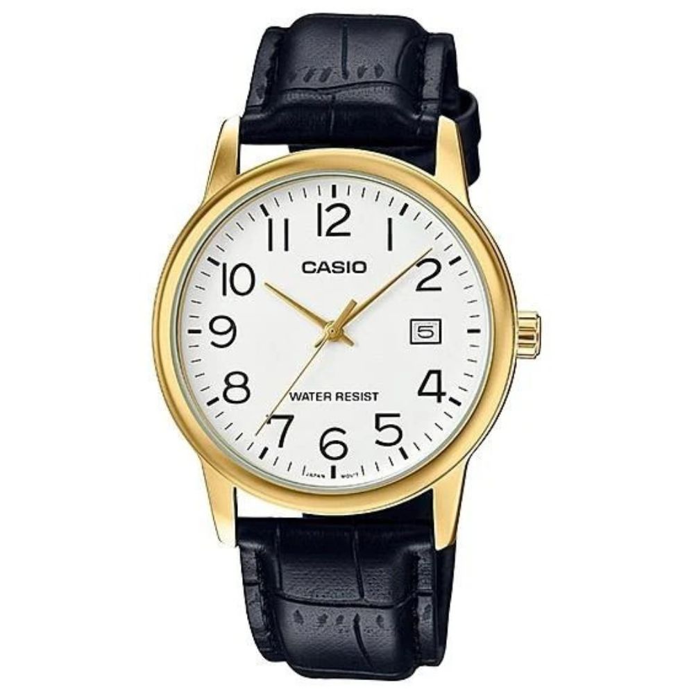 Casio Reloj Casual Correa De Cuero Para Caballero Black