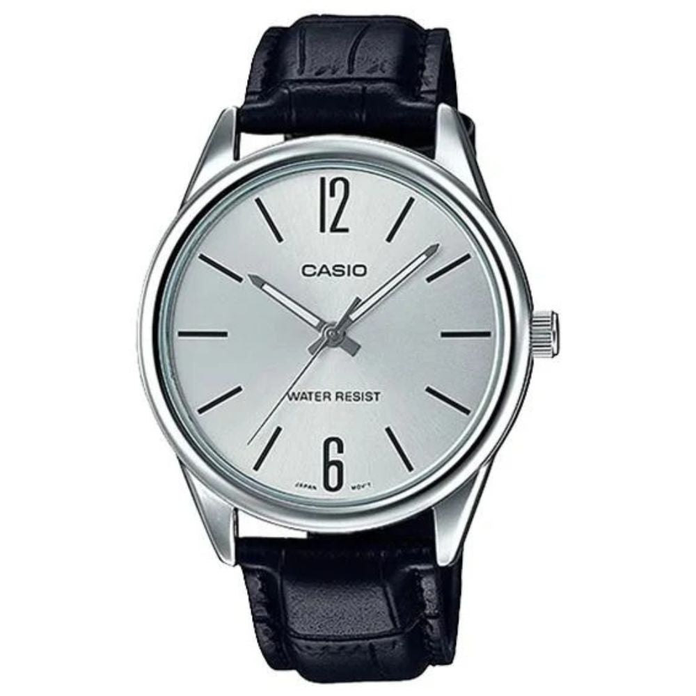 Casio Reloj Casual Correa De Cuero Para Caballero Black