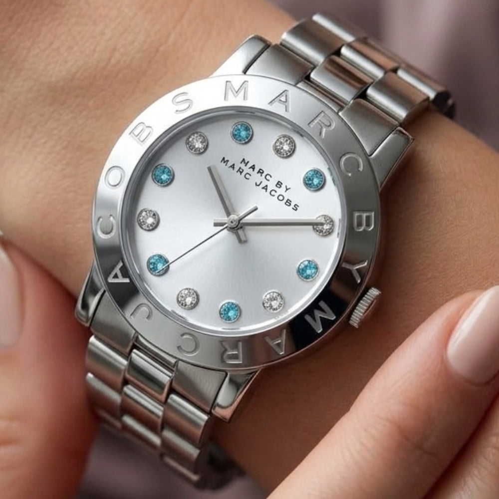 Marc Jacobs Reloj Amy Para Damas Silver & Cristales Turquoise