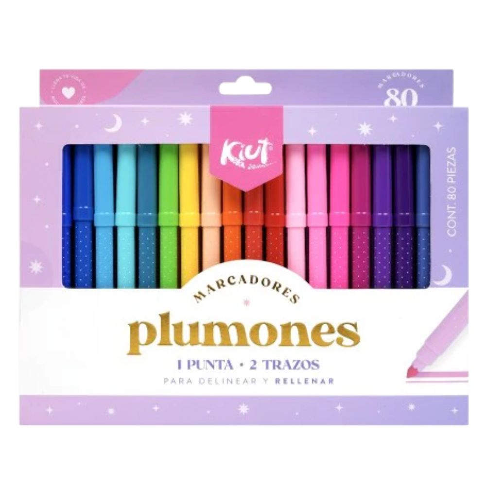Kiut Marcadores Plumones Lavables 80 Und