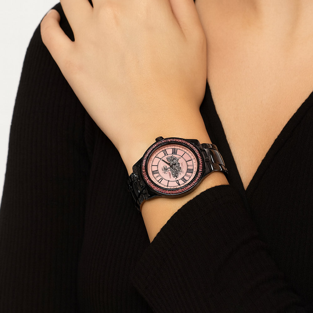 Juiciy Couture Reloj Para Dama Negro Rosa