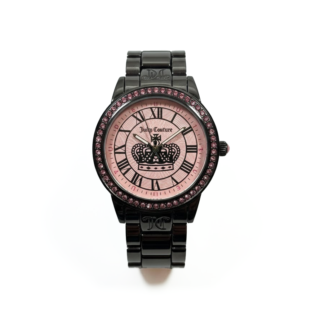 Juiciy Couture Reloj Para Dama Negro Rosa