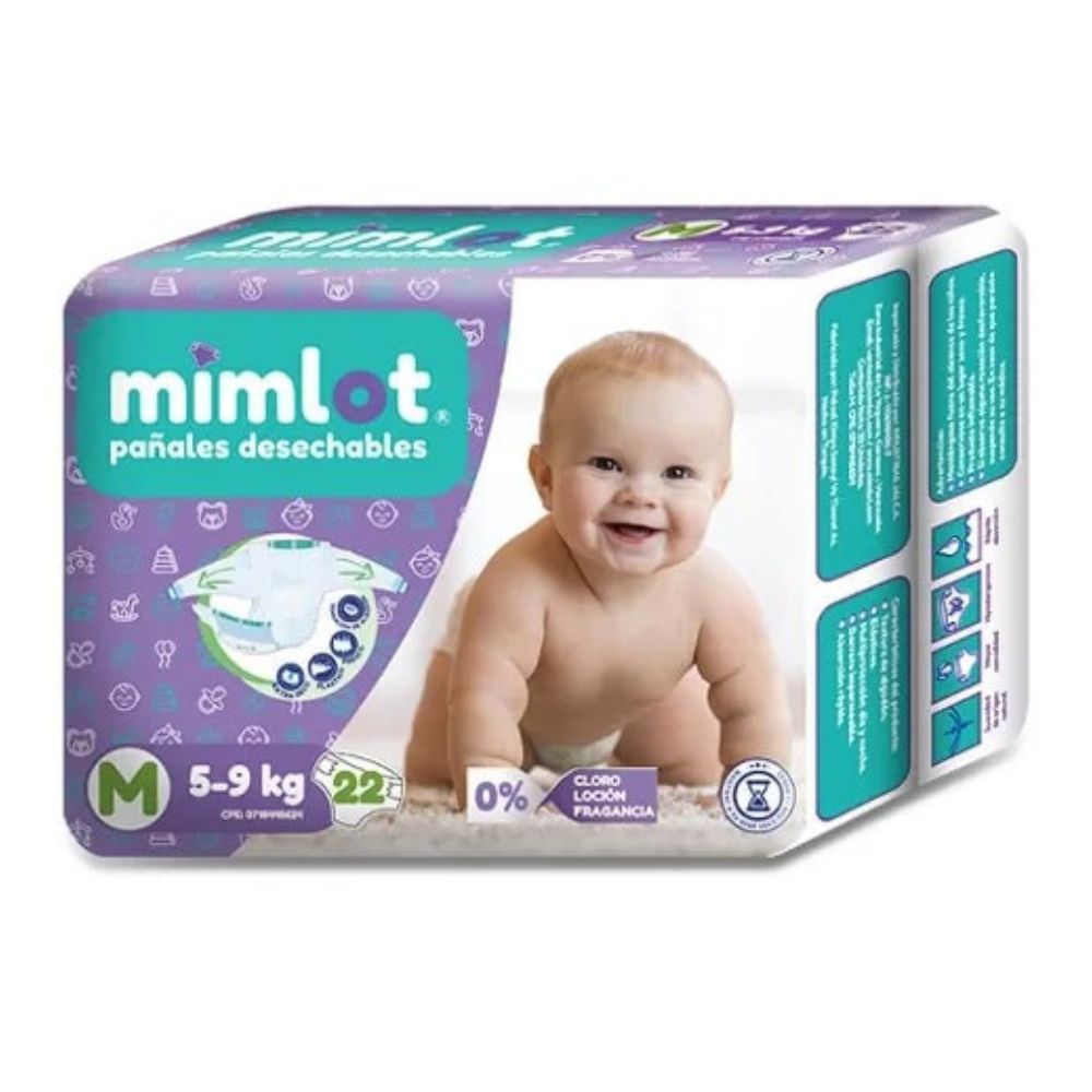 Mimlot Pañal Desechable Bebé Talla M 22 Und