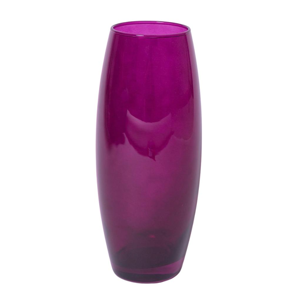 Florero de Vidrio Ovalado Color Morado 10cm x 26.5cm