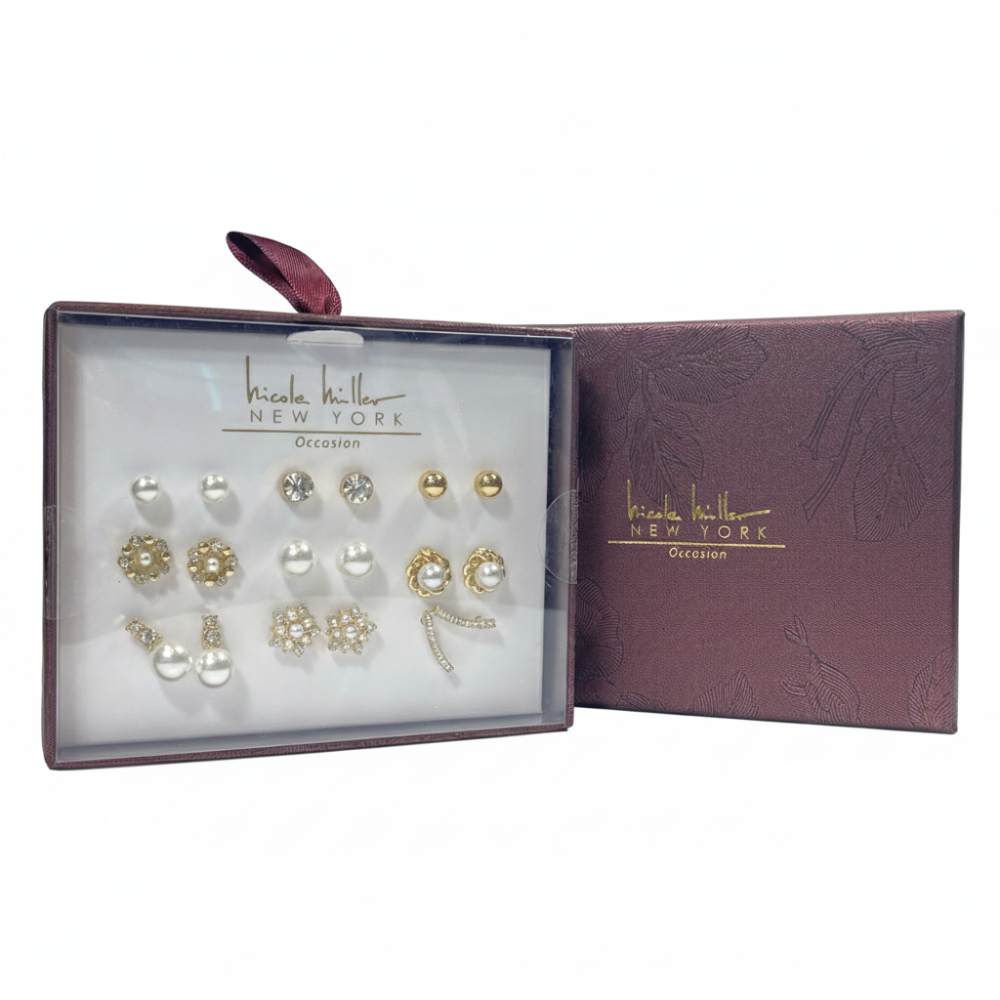 Nicole Miller Set De 9 Pares Zarcillos
