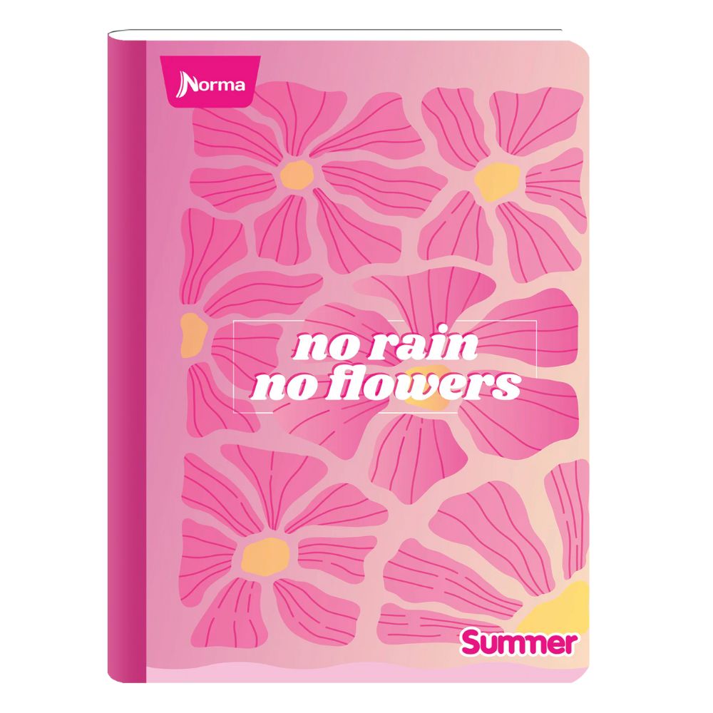 Norma Cuaderno Cosido Cuadriculado 100 Hojas Con Stickers Diseño No Rain No Flower