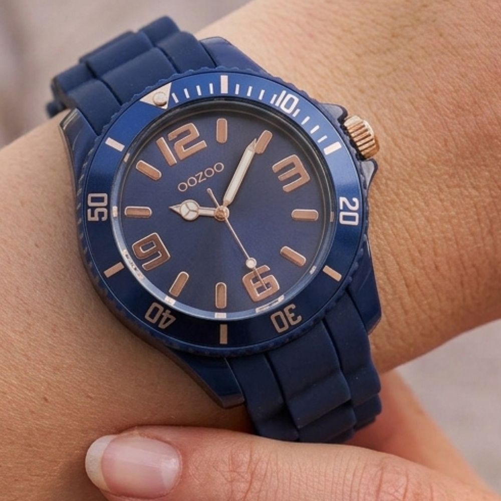 Oozoo Reloj Deportivo Correa De Silicone Para Damas Blue