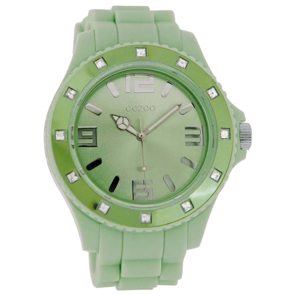 Oozoo Reloj Deportivo Correa De Silicone Para Damas Jade Green With Rubber Strap