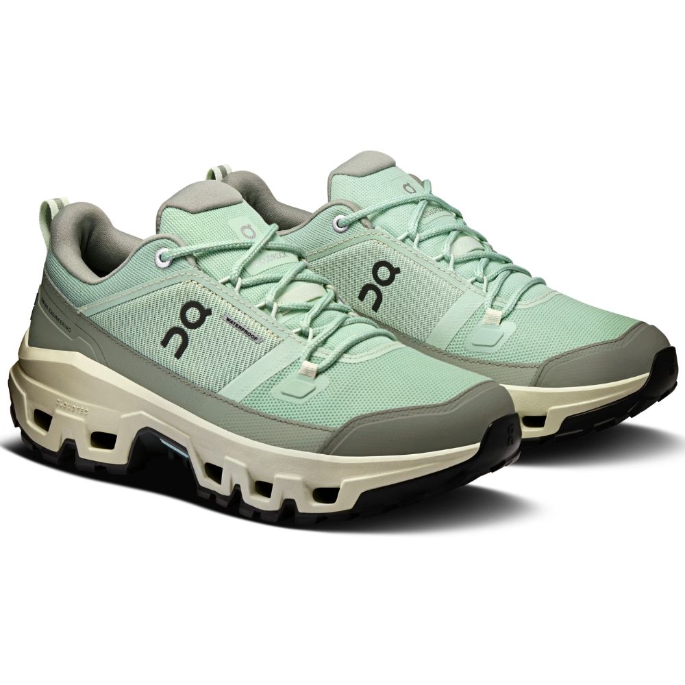 On Zapatos Trail Para Damas Cloudrock Low Waterproof Mineral Aloe