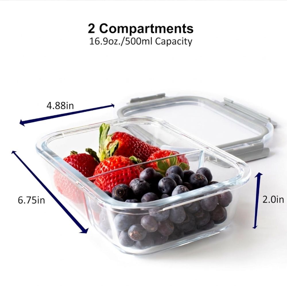 Orii Glass Contenedor Food Storage Compartment Rectangular Pequeño 1pc