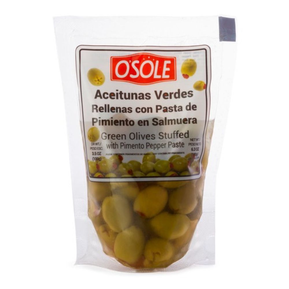 Osole Aceitunas Verdes Rellenas Con Pasta De Pimento Pouch 180gr
