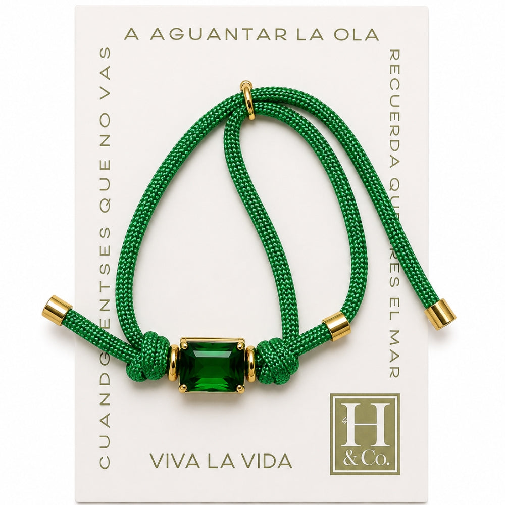 H&Co Pulsera Para Damas Esmeralda Clasica