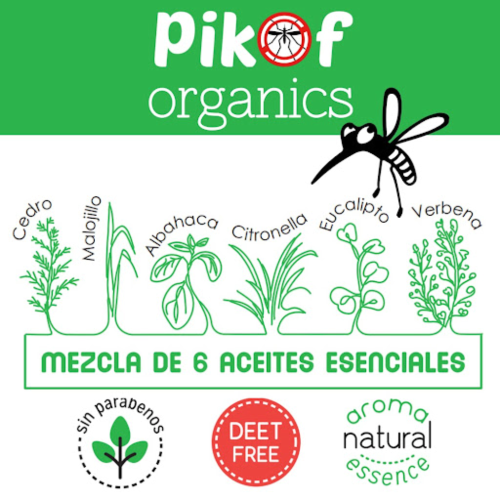 Pikof Repelente Para Mosquitos Organics Loción Roll On 90ml