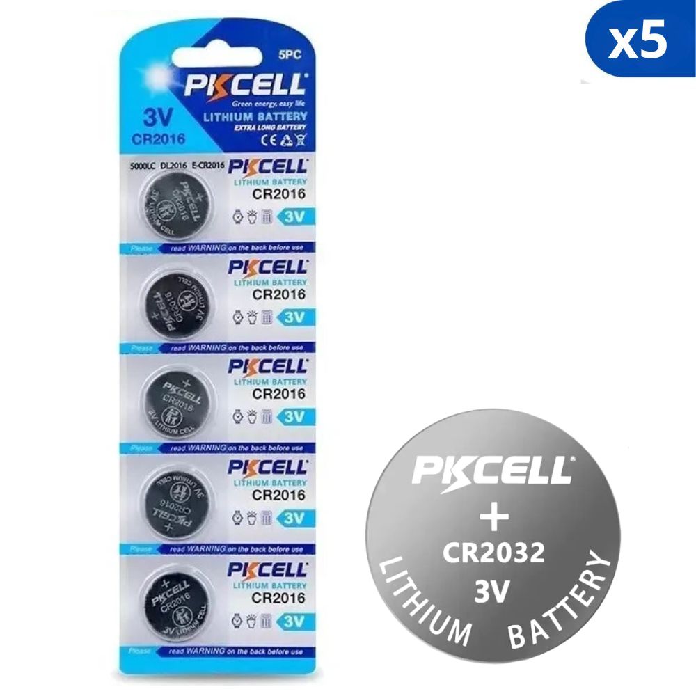 Pkcell Pilas De Litio CR2032 Extra Long 3V Paquete 5 Und