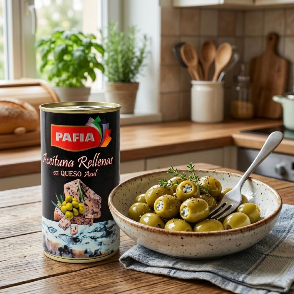 Aceitunas Rellenas de Queso Azul Pafia 150g