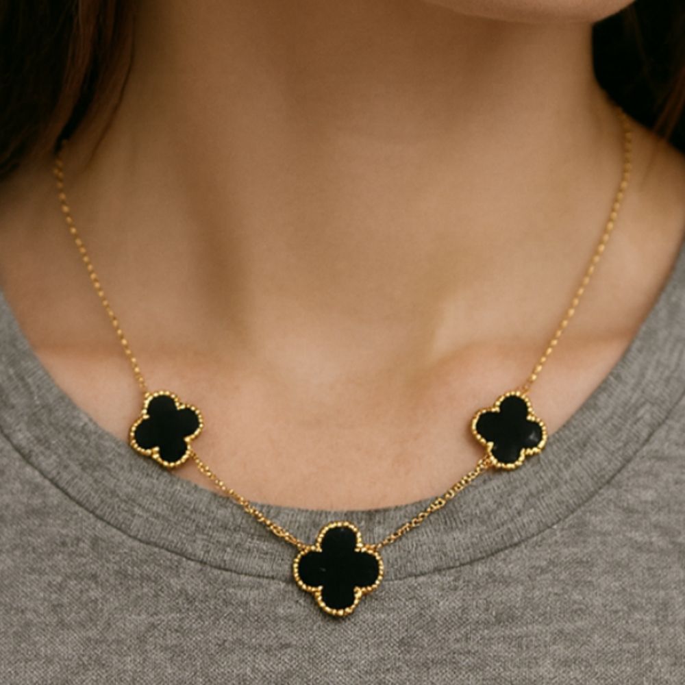 Parker & Grey Collar De Trébol Black & Gold