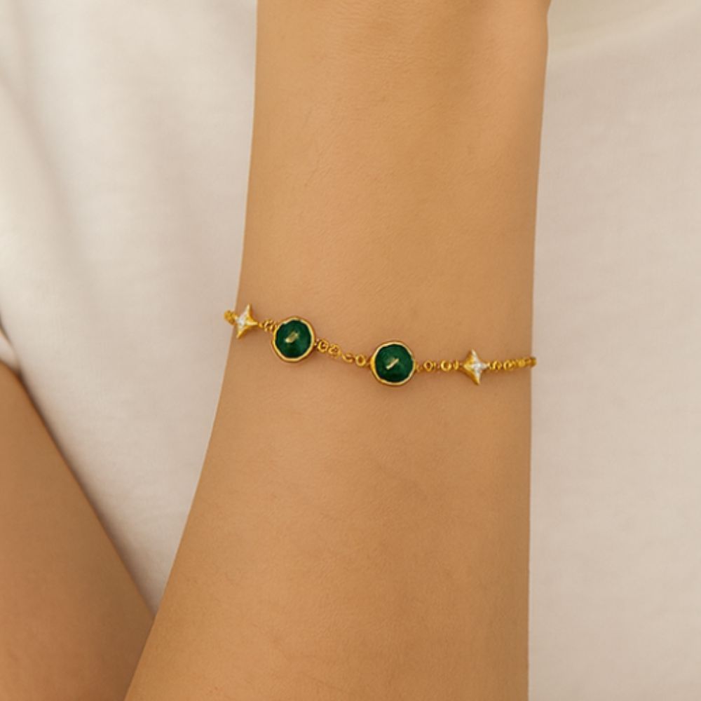 Parker & Grey Pulsera Gold Plated Green