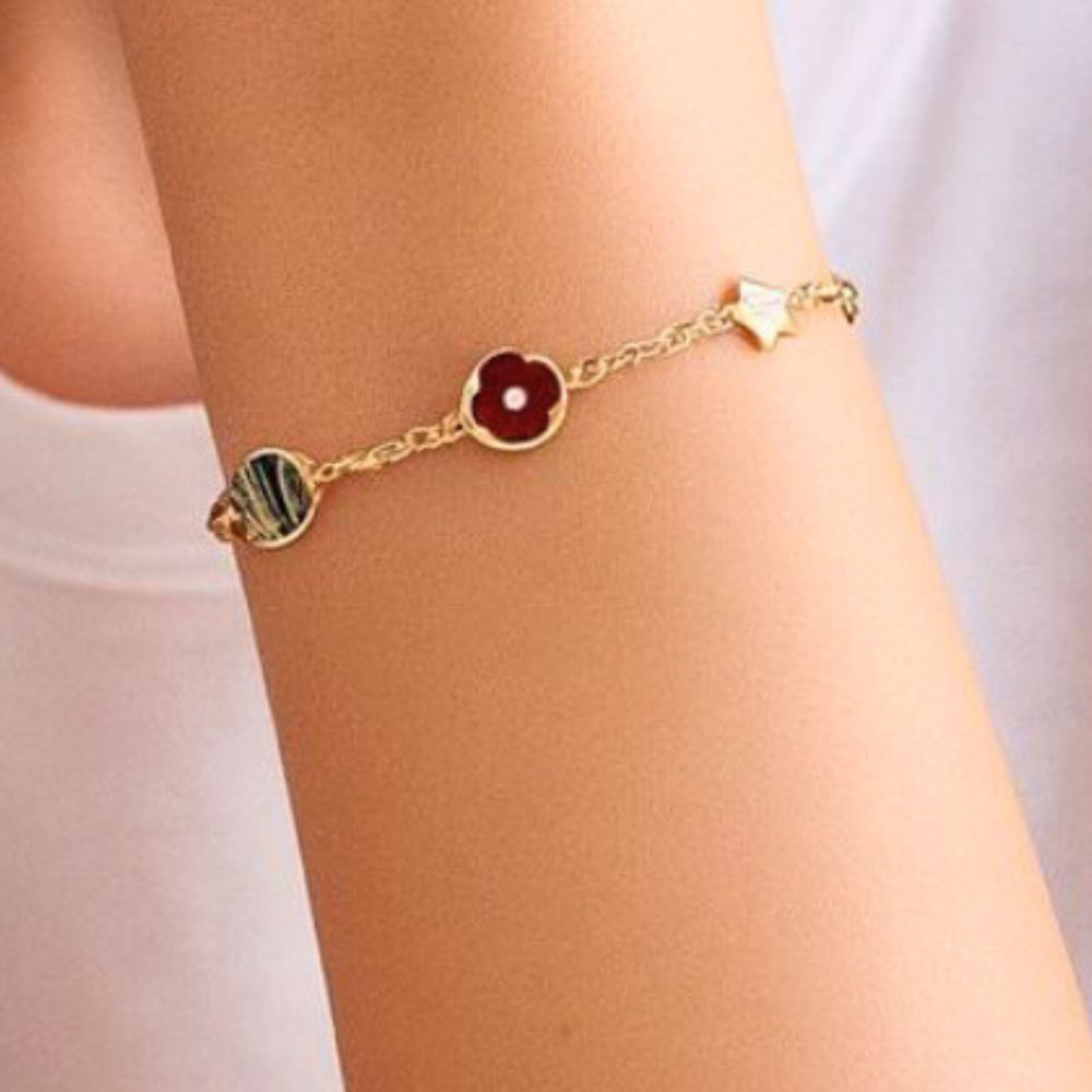 Parker & Grey Pulsera Gold Plated Red