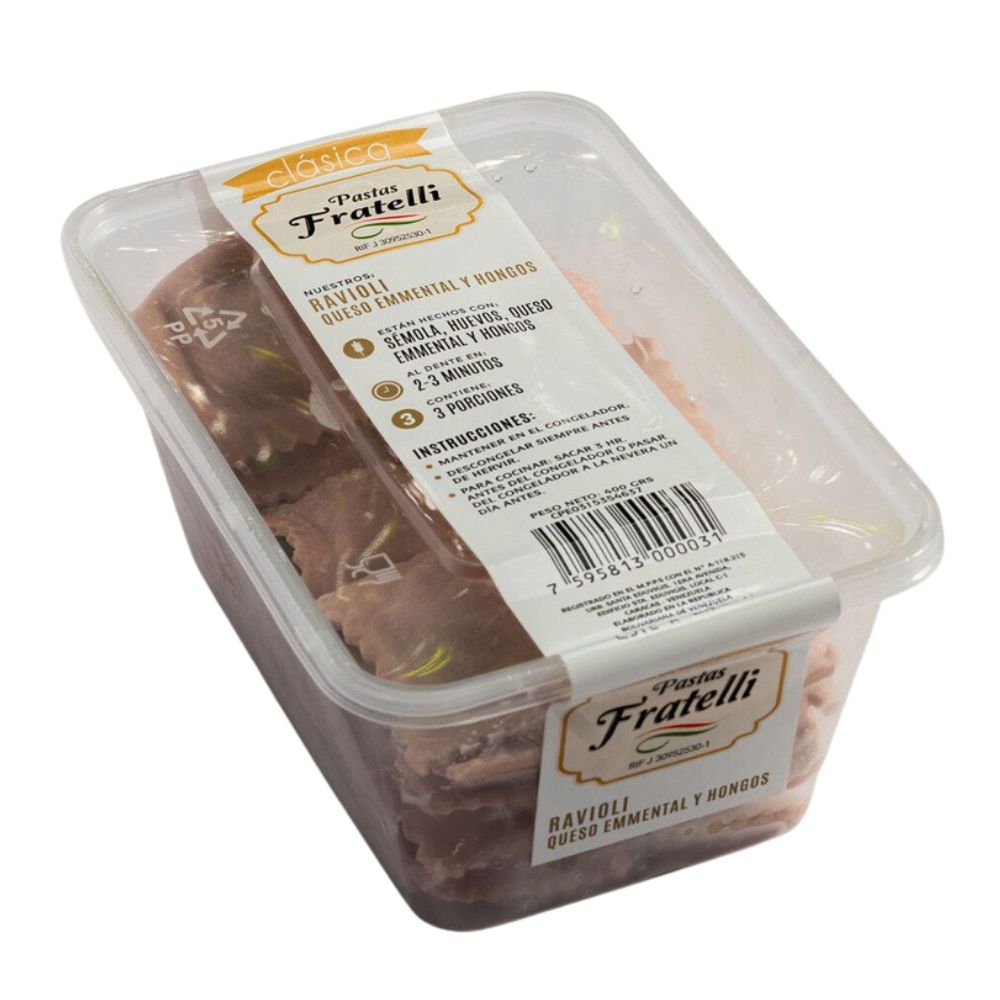 Pastas Fratelli Ravioli Queso Elemental y Hongos 400gr