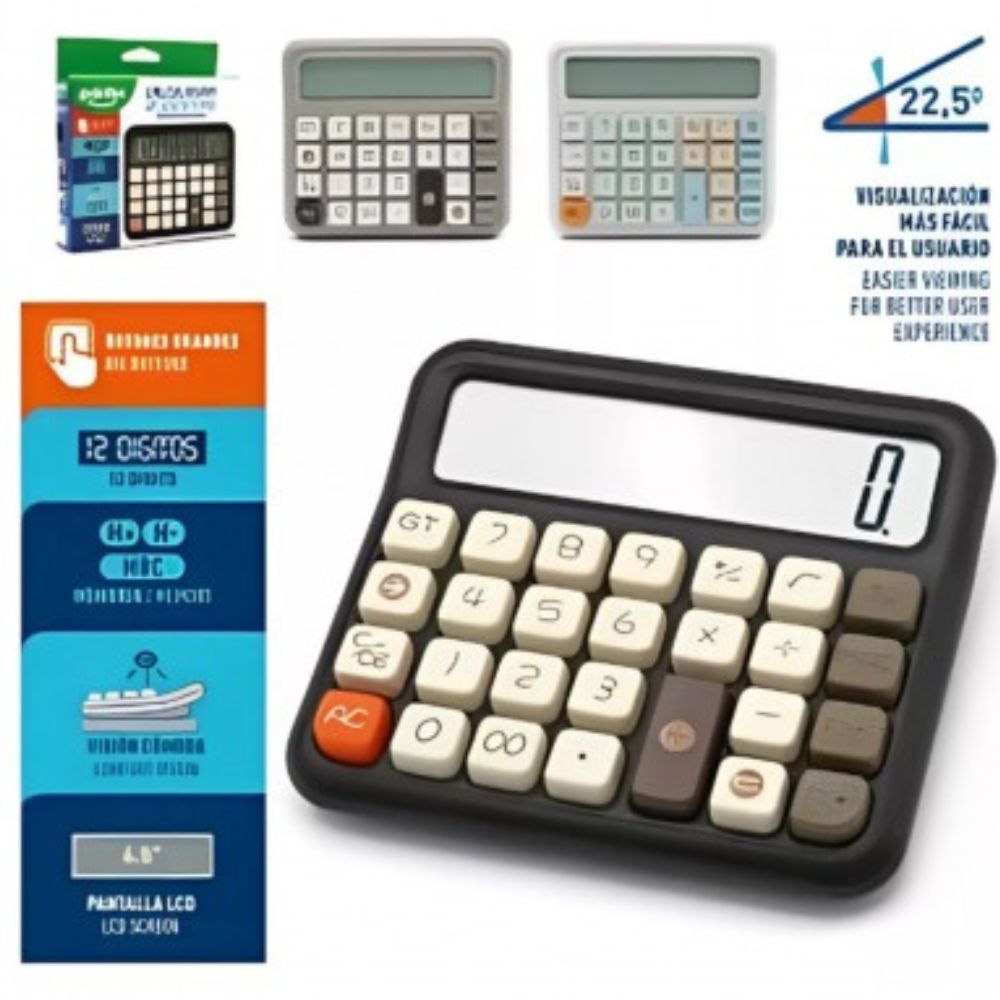 Pointer Calculadora De Escritorio 12 Dígitos Pantalla LCD 5"