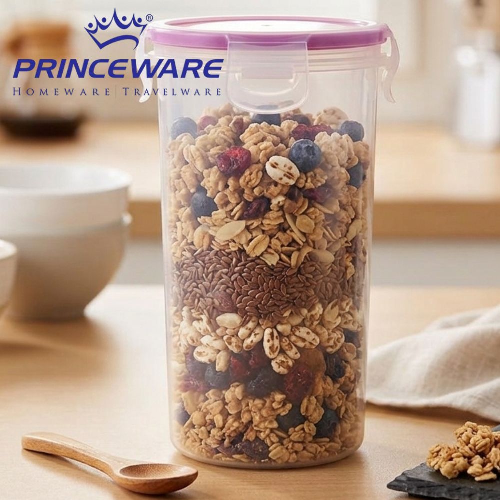 Contenedor De Alimentos Cilíndrico Princeware Con Tapa Hermética Purple 450ml