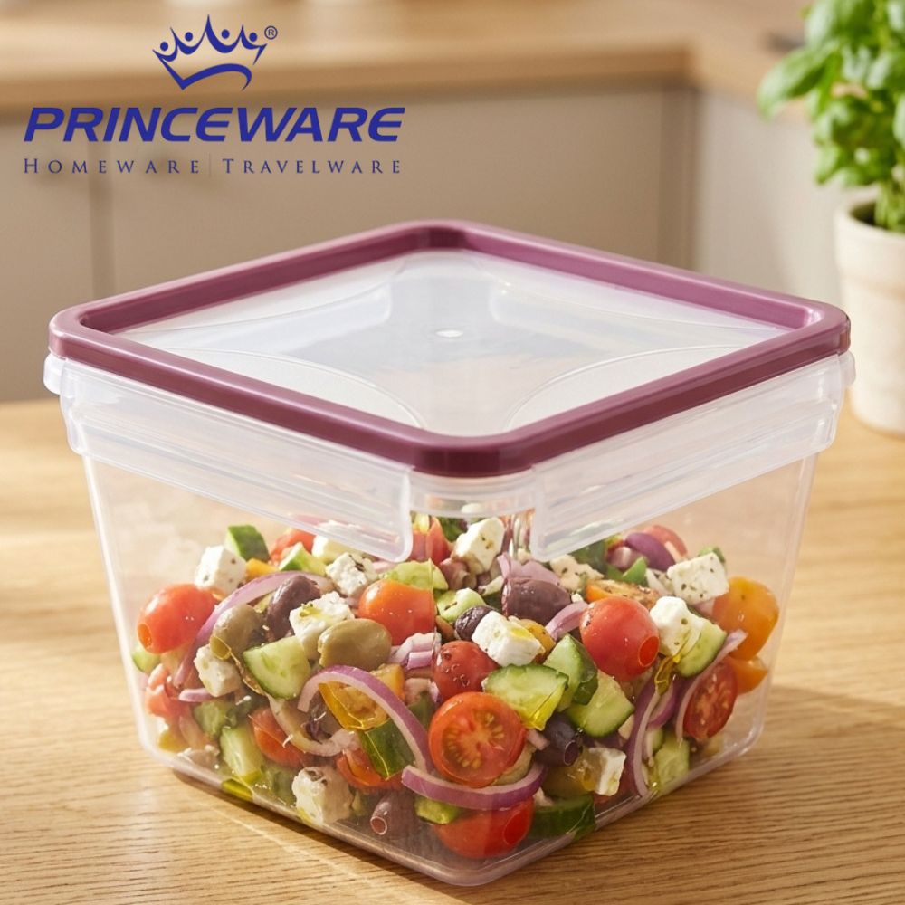 Contenedor De Alimentos Cuadrado Princeware Con Tapa Hermética Purple 1235ml