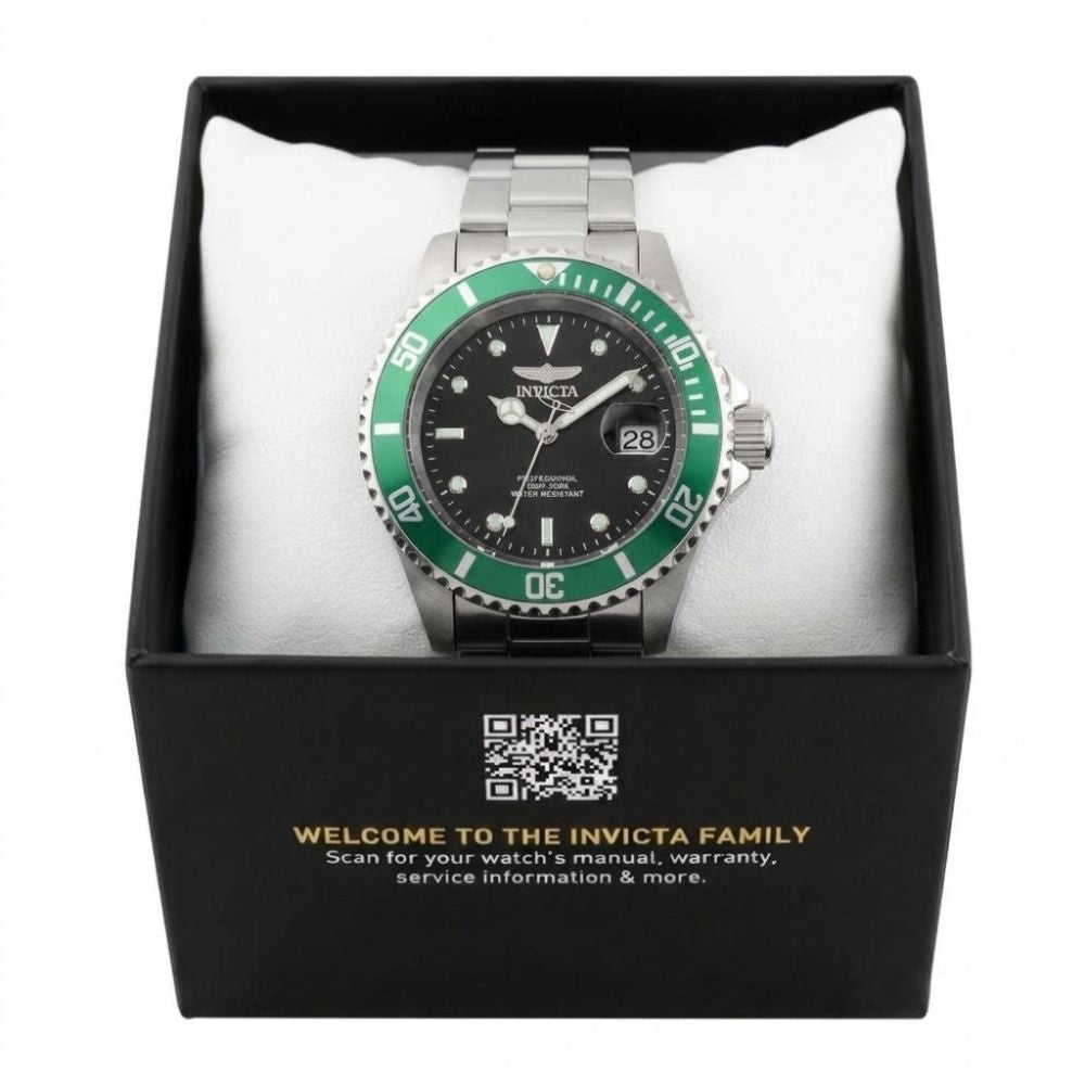 Invicta Pro Diver 47353 Reloj Para Caballeros Esfera Negra Bisel Verde 40mm