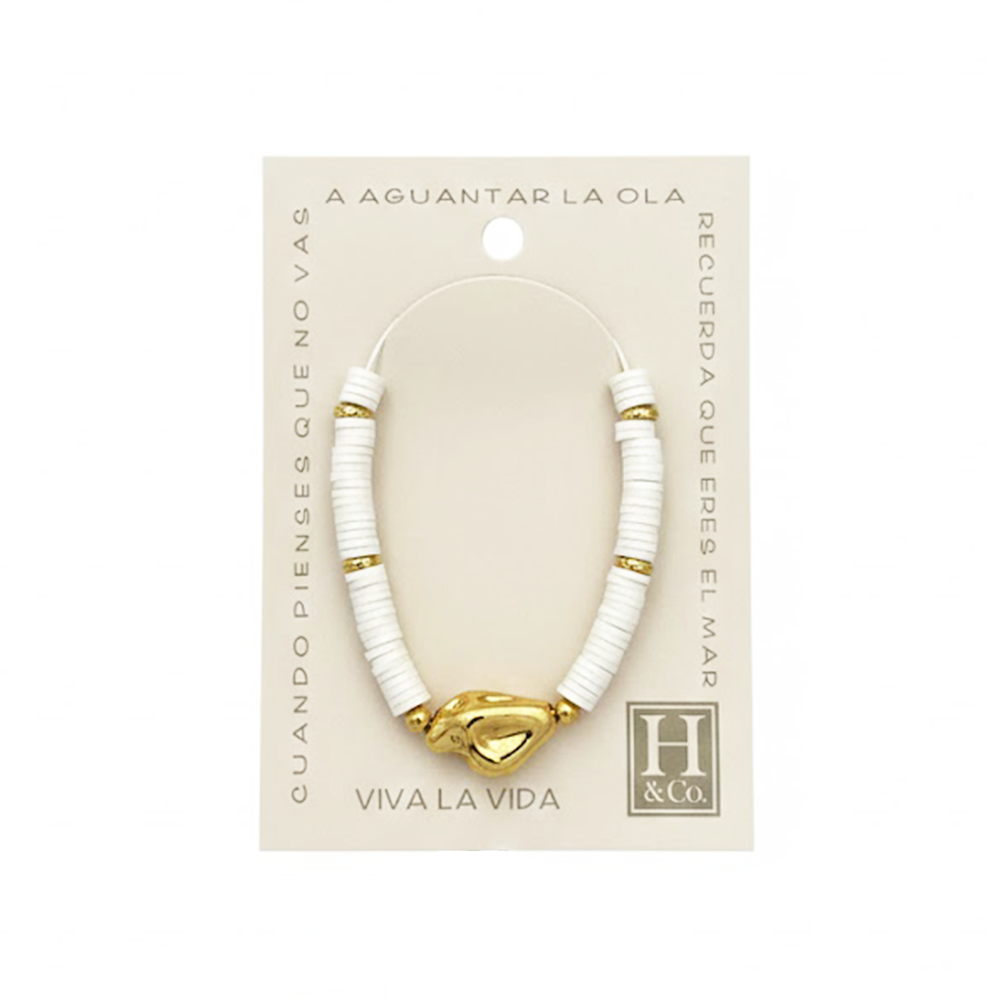 H&Co Pulsera Para Damas Con Pukas Color White
