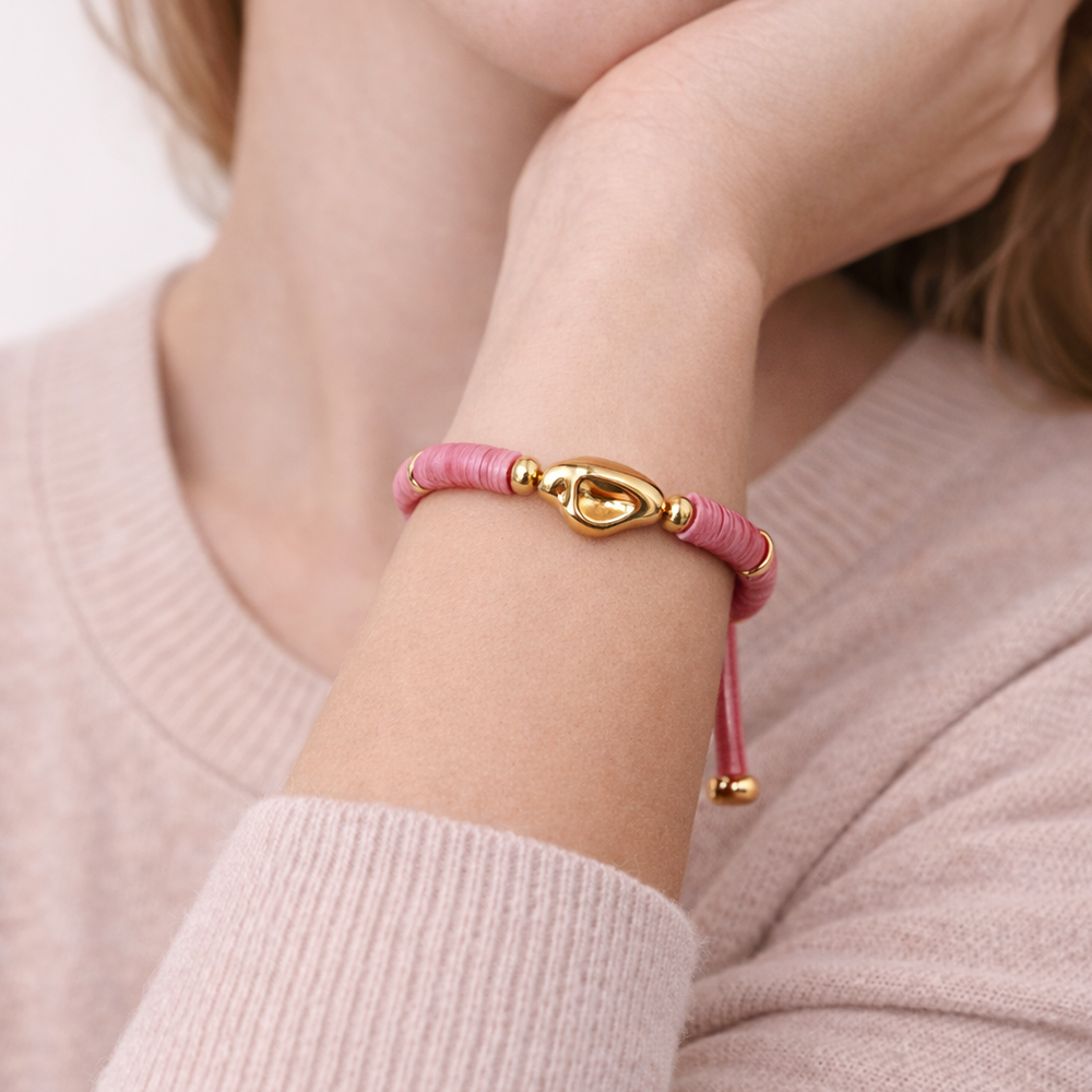 H&Co Pulsera Con Pukas Color Pinkish
