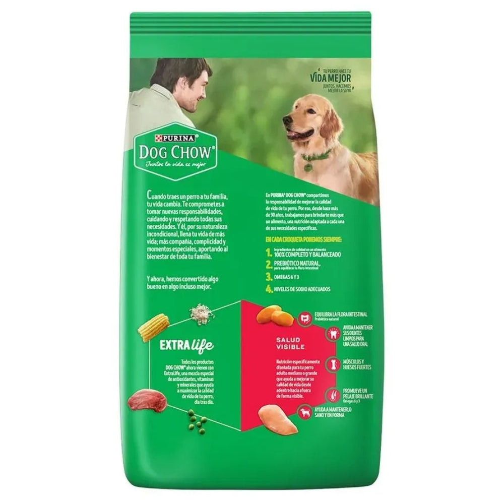 Purina Dog Chow Extra Life Adultos Medianos y Grandes con carne y pollo 1 Kg