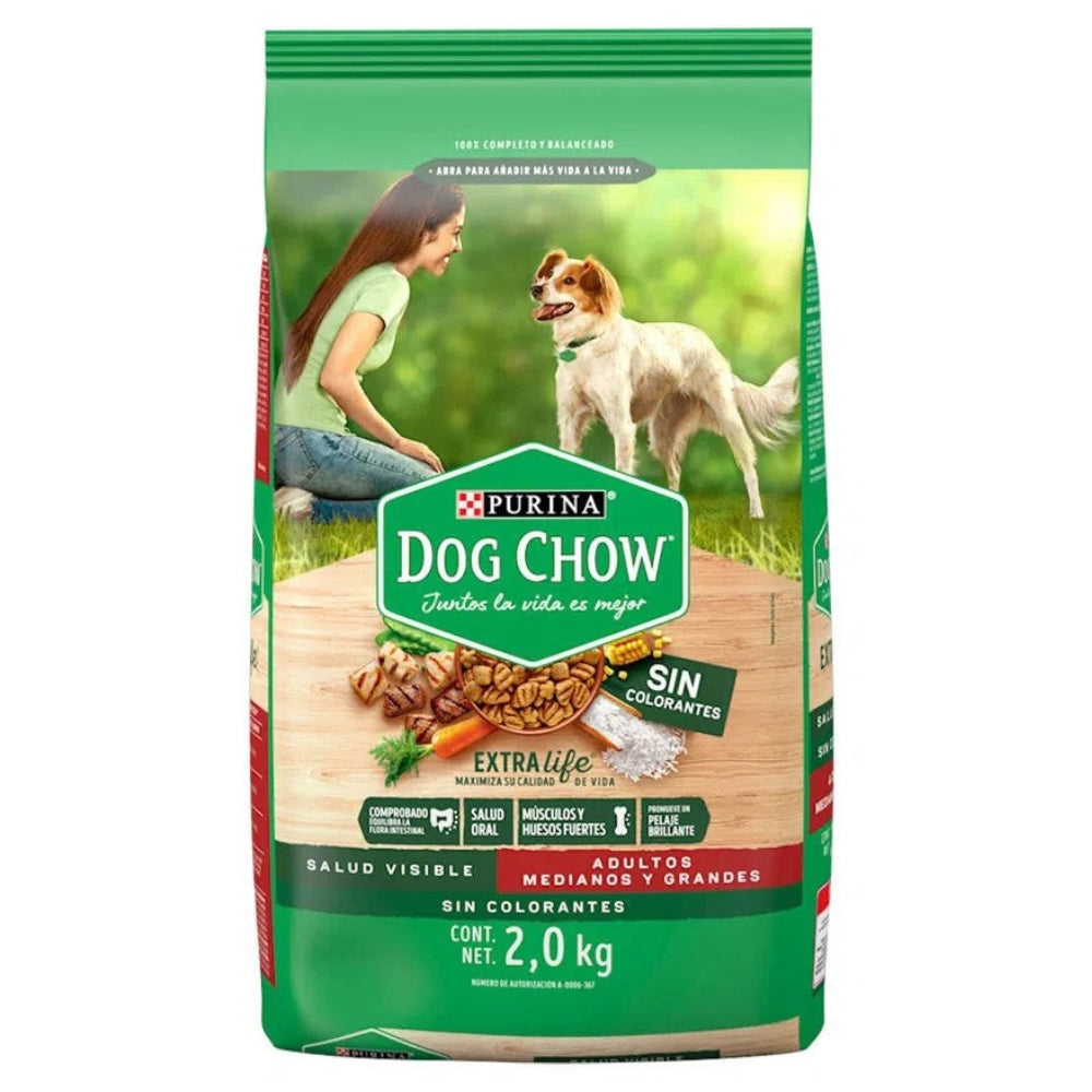 Purina Dog Chow Adulto Medianos y Grandes Sin Colorante 2kg