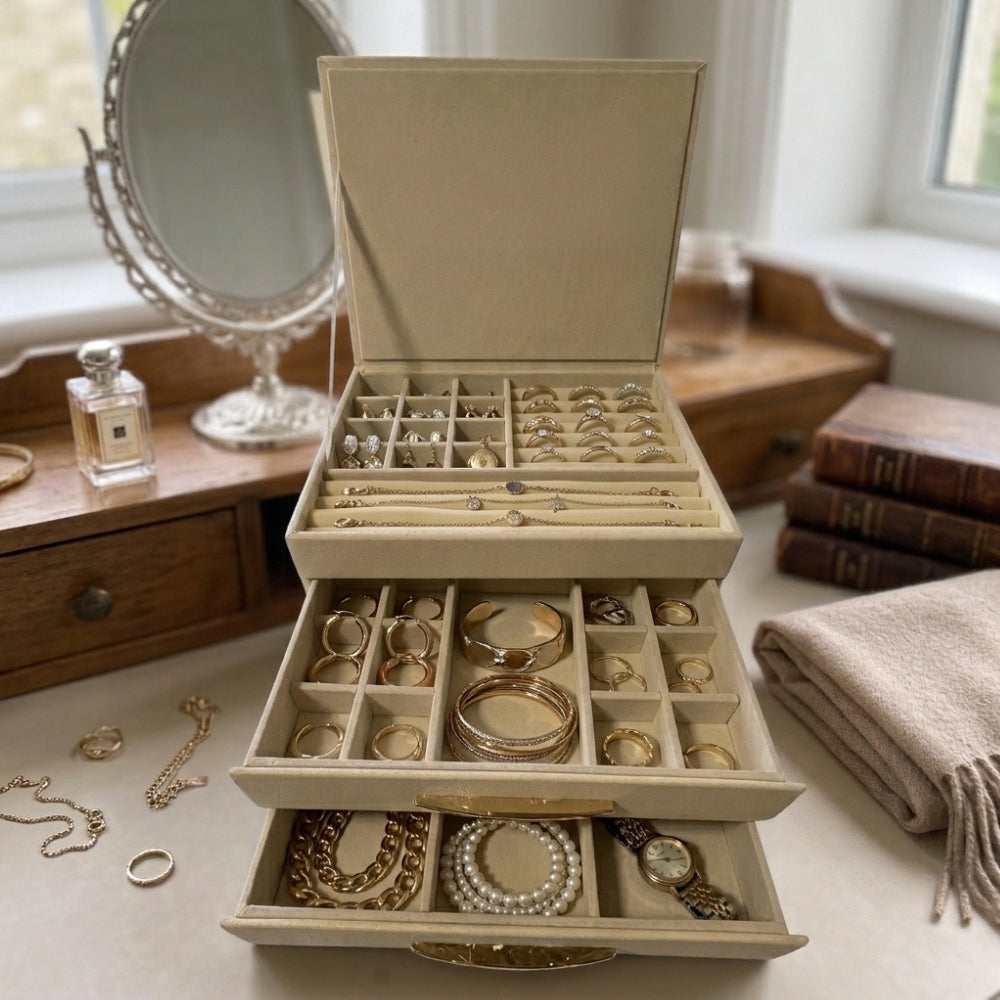 Joyero Jewelry Organizer Box Cream