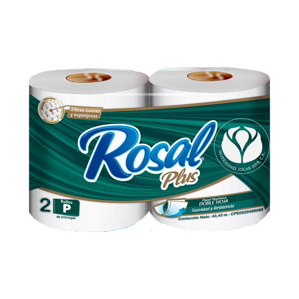 Rosal Plus Papel de Baño Verde 215 hojas 2 Rollos
