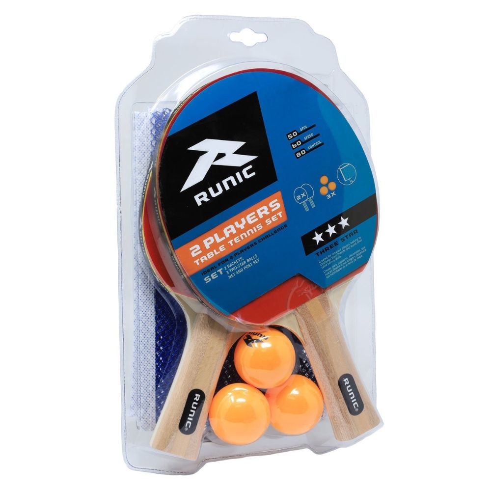 Runic Set Completo De Ping Pong Three Star 2Jugadores