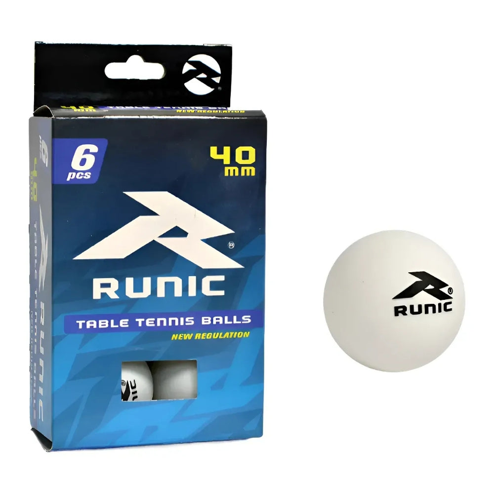 Runic Set De Bolas De Ping Pong Color White 40mm 6 Und