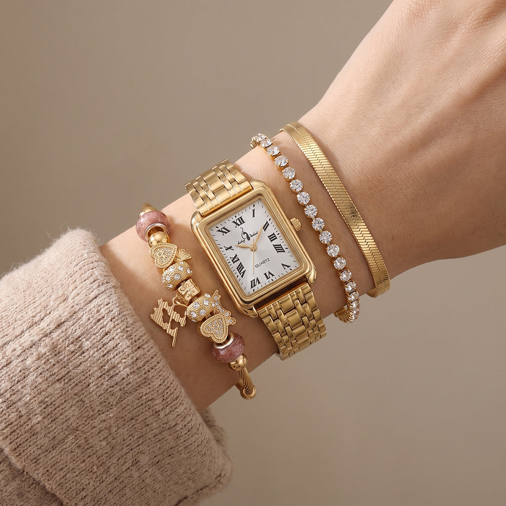 Baby Phat Set De Reloj y Pulseras Gold