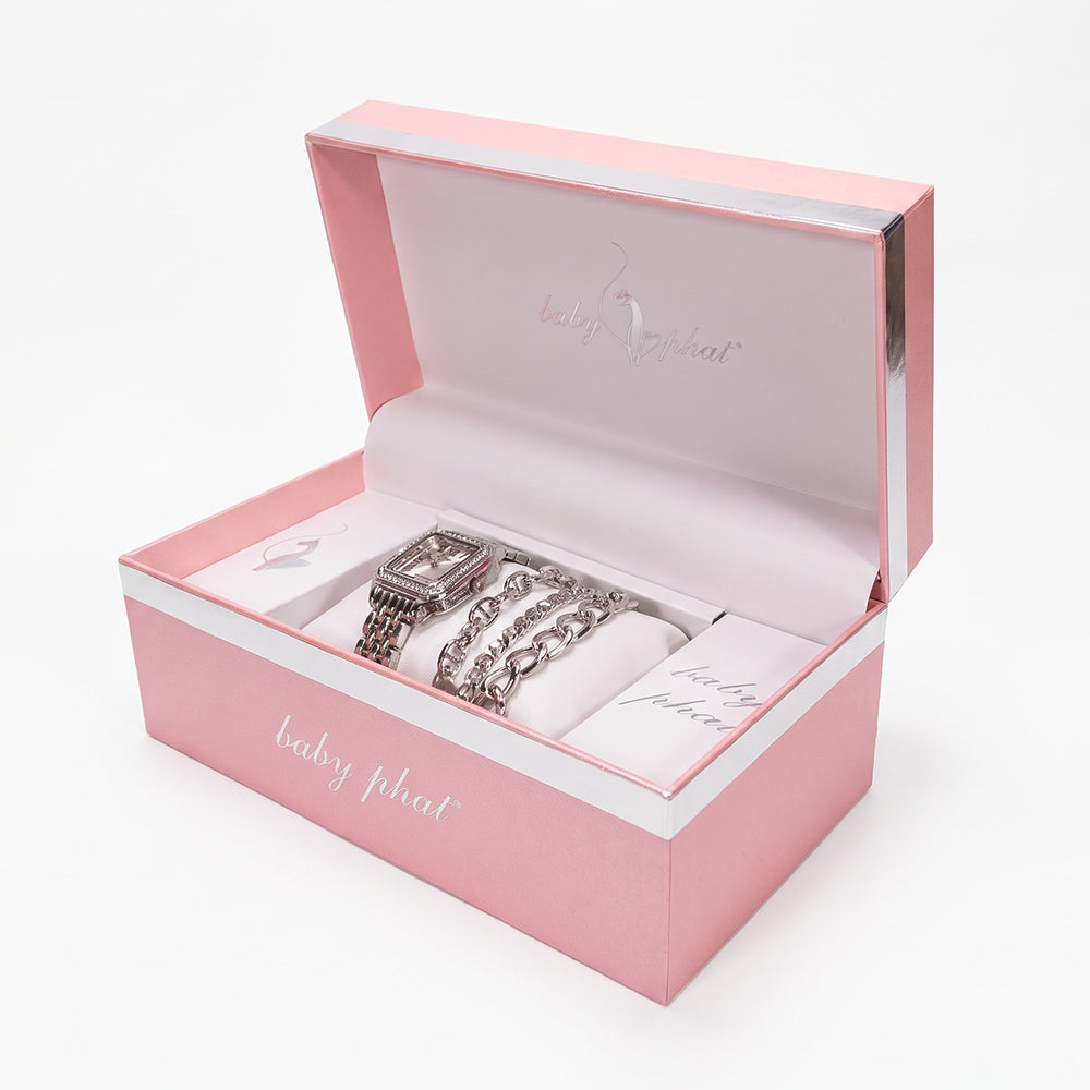 Baby Phat Set De Reloj y Pulseras Silver