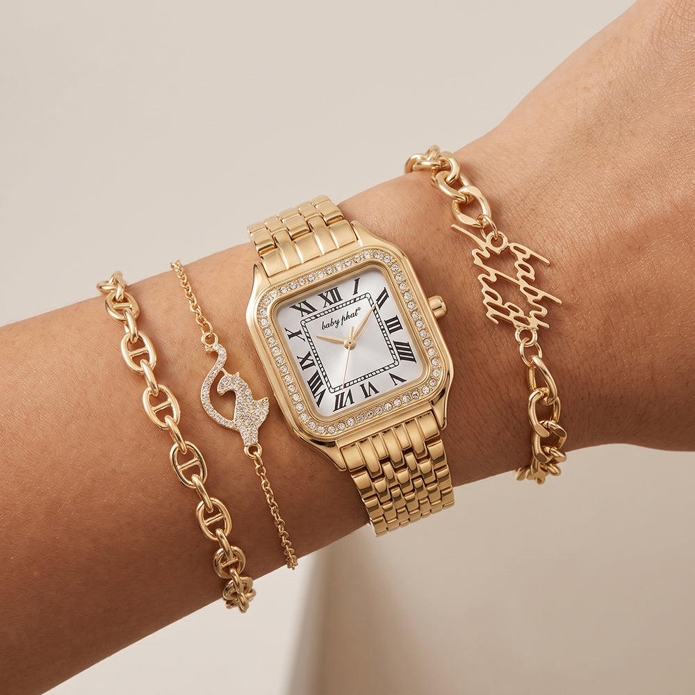 Baby Phat Set De Reloj y Pulseras Gold